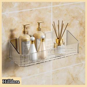 [Hilldora] ชั้นเก็บของเครื่องสำอางติดผนังชั้นวางของติดผนังชั้นวางของพลาสติกติดผนังแบบไม่ต้องเจาะรูอุปกรณ์ในห้องน้ำ