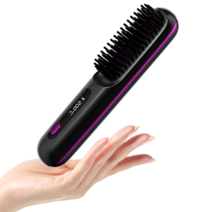 Cordless Hair Straightener Brush with Negative Ions & LCD Display Wireless Fast Heating Styling Comb & Compact Portable