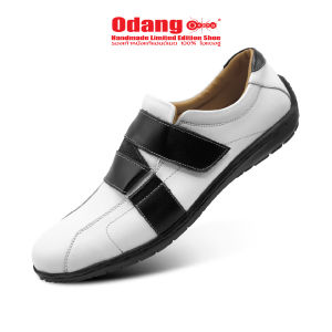 รองเท้าหนังแท้แฮนด์เมด 100% โอแดงชู รหัสสินค้า C03 หุ่มส้น ทรงสปอร์ต สี : ขาวสลับดํา