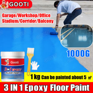 【New Upgrade High Gloss 】GOOTI Self Leveling Two-component Epoxy Floor Paint Indoor Ourdoor Household Floor Paint Suitable For Garage Lot Patio Warehouse Parking Factory Floor Wear Resistant Anti Slip Waterproof Odorless With Free Tools