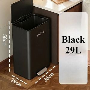 Sacesr Large Capacity Trash Can Bathroom 14/29L Carbon Steel Wastebasket Kitchen Food Waste Anti Odor Litter Bin Inner Liner Dustbin 8K3Q7