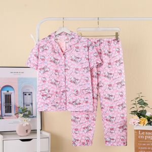 Youth pajamas summer Korean cotton short-sleeved pajamas set for teenagers home casual pajamas