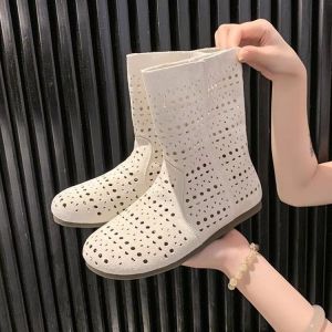 [Free Shipping] Versatile Mid-Calf Sandals For Women 2026 Autumn New Collection Featuring A Hollow Breathable Design And A Sophisticated Look
