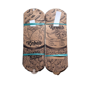Wadah kebab mini motif coklat ukuran 21 x 8 cm isi 100 pcs dengan tarikan