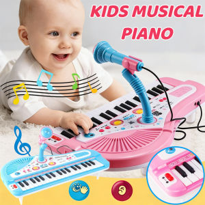 Musical Piano Electronic Piano Toy 37 Keys Music Educational Toy with Microphone Birthday Gift