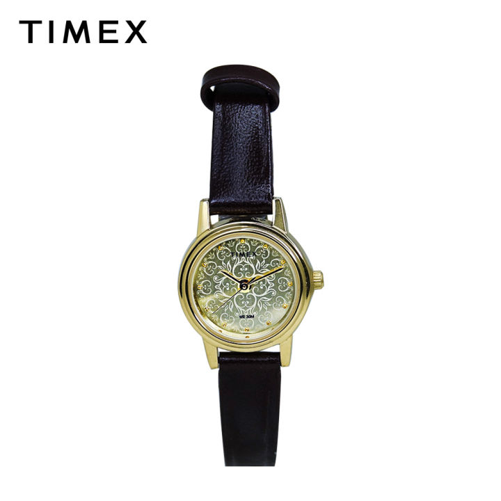 Timex leather watch online womens