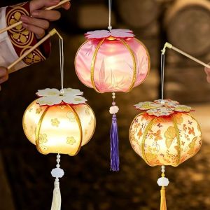HENGI with Tassel Handheld Persimmon Lantern Traditional Blessing Chinese Persimmon Light Creative Soft Lighting Luminous Ancient Lantern Mid Autumn