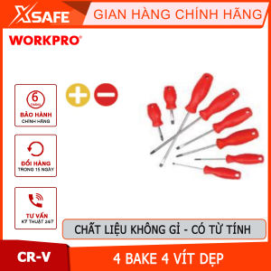 Bộ Tua vít 8 cái gồm (4 cái đầu hoa khế 4 cái đầu dẹt) thép CR-V Workpro - WP200502