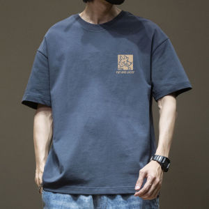 [ Summer New ][ Summer New ] Summer Heavy ins Fashion Brand Mens Clothing Hong Kong Style Short Sleeve T T-shirt Loose Pure Cotton Comfortable Versatile High-End Mens Casual [ Ultra-Thin Sweat-Permeable ][ Ultra-Thin Sweat-Permeable ]