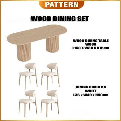 PATTERN Meja Makan Rekaan Kayu ModenModern Design Wood DiningTable Dining Chair | Oval Simple Meja Makan Kerusi Makan
