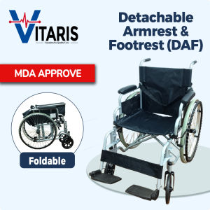 [Same-Day Delivery] Foldable Detachable Armrest and Footrest (DAF) Lightweight Wheelchair