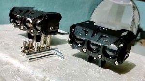 Lampu Tembak Sorot Led Laser Gun SQL 3 Mata Motor Mobil High Low 60 Watt Putih Kuning