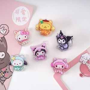 2024 Kawaii Cute Sanrio Hello Kitty My Melody Kuromi Cinnamoroll K T Cat PP Clip Memo Editing Storage Sealed Clip Anime Toy Girl Gift