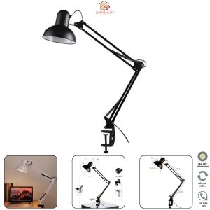 Đèn để bàn học bóng LED chống cận bảo vệ mắt Thân đèn chân kẹp gấp gọn xoay 360 độ Có nút điều chỉnh ánh sáng