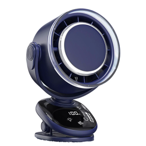 Adjustable Clip On Rechargeable Fan With Digital Display Cooling Blower 180 Degree Rotation For Home Office Travel