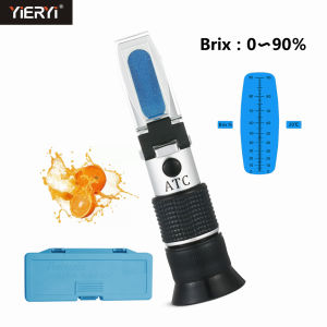 Yieryi Handheld Brix Refractometer Sugar Meter Range 0-90% Sugar Food Measurement Tool with box