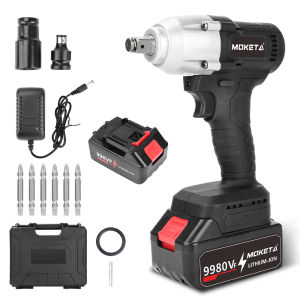 MOKETA บล็อกไฟฟ้าไร้สาย 9980VF 48V บล็อกแบต ประแจไฟฟ้า สามารถเพิ่มดอกสว่านได้ Brushless Electric Wrench แบต2ก้อน