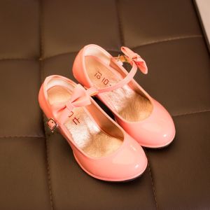 Sweet PU Leather Girl Kids Pumps Shoes Korean Style Children Girl Princess High Heels Shoes for Party