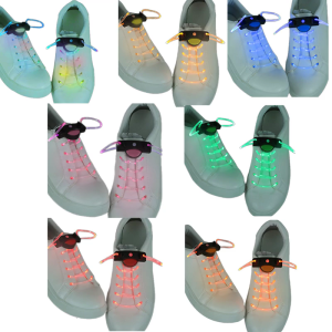1 Pair Luminously LED Light Up Colorful Shoelaces Plastic Shoe Strings for Kids and Adults Enhances Visibility at Night