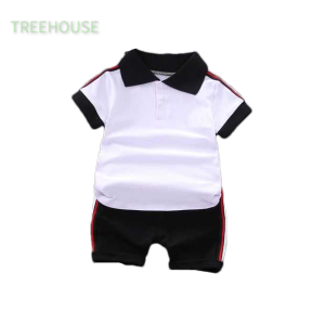 TREEHOUSE 0 to 5 years old infant polo shirt for boys Casual lapel short-sleeved top shorts two-piece baby clothing set