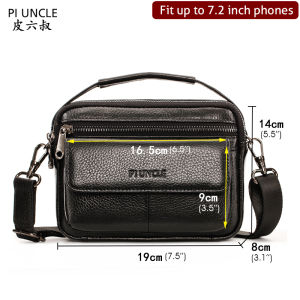 High Quality PIUNCLE Brand Real Leather Mens Fanny Pack Casual Cowhide Multi - pocket Cross money Purse Men Waist Bags Mini Shoulder Crossbody Bag For Men Fashion Belt Waist Bag Fanny Hip Pack Cell Mobie Phone Bag Male Wallet Vintage wax cowhide