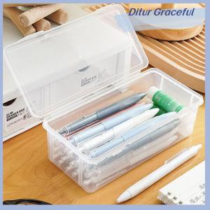 Ditur 1Pcs Pencil Case Box PP Material Transparent Pencil Box Pouch Stationery School Pencil Case Supplies Pencil Storage
