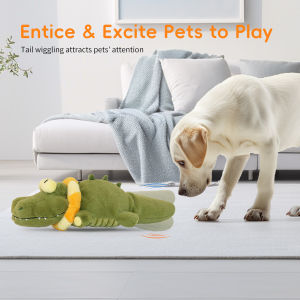 Motion Pet Toy Plush Cat Toy Plush Dog Toy Interactivce Toy Rechargeable Wiggling Dog Toy for Teething Bite Resistant Cat Play Toy