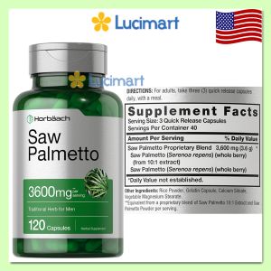 Viên uống hỗ trợ đường tiết niệu và tuyến tiền liệt Saw Palmetto Horbaach hũ 120 viên [Hàng Mỹ]