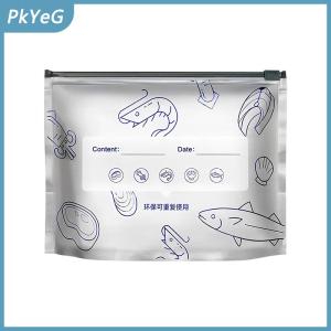 PkYeG 10 cái túi công suất lớn nhôm lá thực phẩm Túi rò rỉ tủ đông an toàn nhà bếp túi tươi giữ tươi Túi khóa có thể tái sử dụng