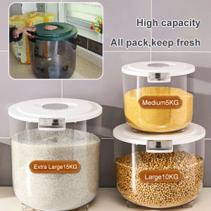 ✨ Multi-layer Rice Storage Bin / Grain Barrel / Food Storage / Household Rice Container / Transparent Rice Jar Nordic Oxygen Absorber Stable Not Easy To Deform Hygienic X23081605K-Thickened Moisture-Proof Insect-Proof Storage Tank
