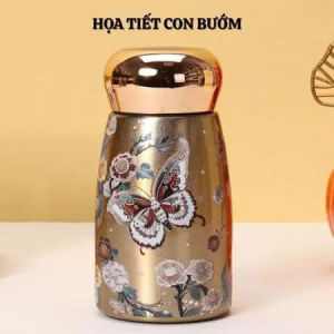 Bình cafe giữ nhệt cảm biến nhiệt độ inox 316 dung tich 230ml họa tiết chim công