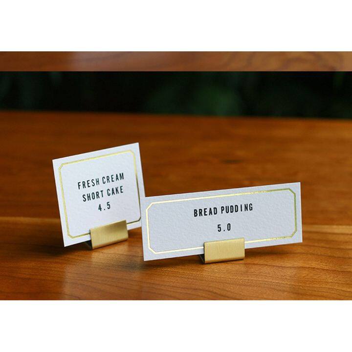 10 Brass Display Name Tag Holder Food Label Card Menu Stand