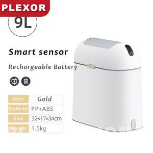 Plexor 9L Motion Sensor Bathroom Trash Can with Butterfly lid Automatic Intelligent Waste Basket Garbage Bin for Bedroom Kitchen and Office use Slim Waterproof Trash Bin for narrom spaces