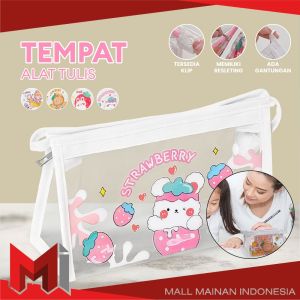 MallMainan-A60 Tempat Pensil Transparan Motif Kartun Tas Pouch Kosmetik / Tas Kosmetik Travel Multifungsi Ala Korea Pouch Serbaguna