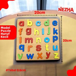 Mainan Anak Edukasi Puzzle Wooden Jigsaw Kayu 3D Edukatif Premium Besar Huruf Angka ABC Geometri