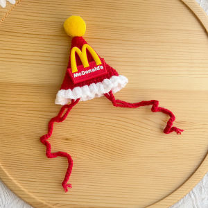 BEIERWA Adorable McDonalds Themed Pet Costume Set with Knitted Hat and Scarf for Cats and Dogs