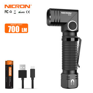 Đèn pin NICRON B74 (Đen Xanh lam Đỏ) Đèn pin bỏ túi 90 độ Lumens 700 Lumens có thể sạc lại IP65 Chống nước 5 chế độ để cắm trại Đi bộ đường dài ngoài trời Sửa chữa ô tô