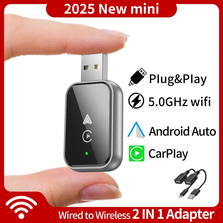 Wireless CarPlay android auto adapter for factory wired car, wireless CarPlay & Android auto 2 in 1 Wireless Apple CarPlay Dongle Receiver Adapter Android Auto