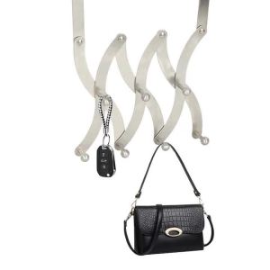 Sacesr Scalable Door Hook Thickened Stainless Steel High Load Bearing Anti-rust Hook Smooth Edges Anti-slip Accordion Shape Iron Hooks Q9Z6P