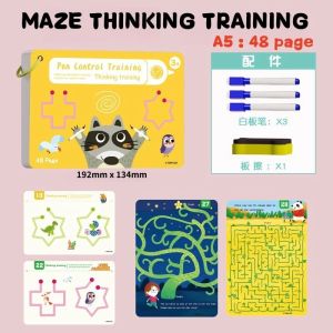 Buku Kerja Penelusuran Ajaib Anak dengan Kontrol Pena yang Dapat Dihapus Mainan Edukasi Menggambar Latihan Menulis