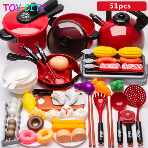 51 Cái/bộ Nhà Bếp Giả Vờ Trẻ Em Thật Nấu Ăn Đồ Chơi Bếp Cảm Ứng Mô Phỏng Cho Trẻ Em Chảo Chống Dính