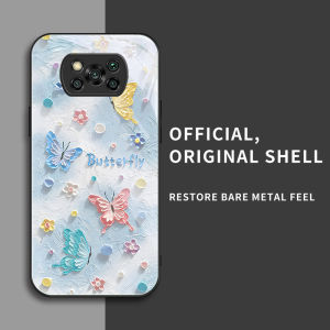 สำหรับ Xiaomi Poco X3&Poco X3 NFC&Poco X3 Pro เคสศัพท์กันตกลายผีเสื้อสีน้ำมัน บุคลิกภาพทันสมัย