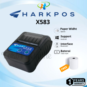 Mini Printer Thermal Portable Bluetooth Sharkpos X583 58mm Struk Kasir RPP02 Cetak PPOB