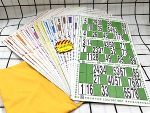 Bộ Đồ Chơi Lô Tô Bằng Giấy 16 Tờ Kèm 90 Số Bingo Bằng Gỗ Và Túi Vải Cờ Lô Tô Giải Trí Giá Rẻ