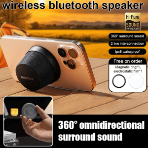Bluetooth mini portable audio speaker with multifunction magnetic cell phone stand