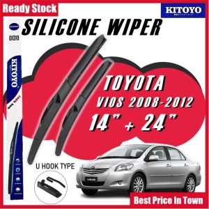 KITOYO Premium Nano Silicone Car Wiper Windshied For TOYOTA VIOS NCP93 2008-2012 Wiper Kereta Bundle pengelap kereta 雨刮 14 Inch + 24 Inch