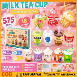 DIY Handmade Mini Milk Tea Cups & Ice Cream Toy Set 575pcs Kit Creative Educational Toys for Girls