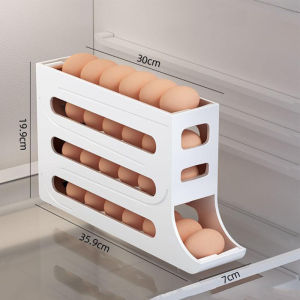 Automatic Scrolling Refrigerator Egg Storage Box Organizer 30 Egg Tray Containers Egg Holder