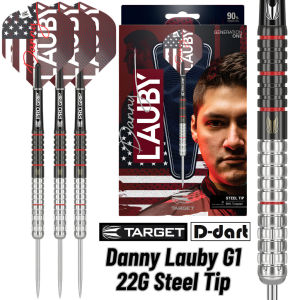 TARGET STEEL TIP DARTS - 22G DANNY LAUBY G1 90% TUNGSTEN STEEL TIP DART SET