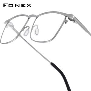 FONEX แว่นตากรอบแว่นตาไทเทเนียมทรงสี่เหลี่ยมน้ำหนักห่วงใยเท้าคุณภาพสูงดีไซน์แบรนด์ FONEX สำหรับผู้ชายแว่นสายตาญี่ปุ่น85741